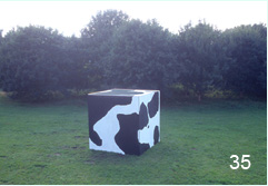 Bob Budd. Cubic Cow. 2004. metal and paint.