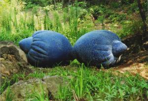 Irene Hoppenberg_ Lemon Blue_ ceramic _ mosaic, each 120 cm  d x 190 cm l, Geumgang Nature Art Biennale, Gongju, South-Korea, 2006. http://irenehoppenberg.de 