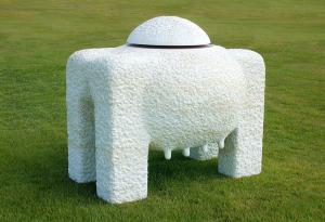 Tanya Preminger. “ORIGIN”. 2004. Mitzpe stone, paint, 120 x 140 x 110 cm.