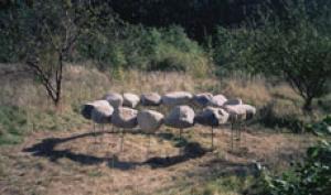 "Holy Place".1997. Stone, iron, concrete. 120x500x500 cm. Hollufgard, Denmark.