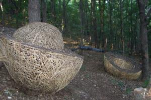 Strijdom van der Merwe. New Growth. 2006. Material found on site. 3 x 3 x 3 m each. Geumgang Nature art Biennale, South Korea. www.strijdom.co.za