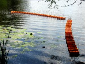 Irene anton. Orange intervention, 2007 polystyrene blocks and wooden sticks. schwedt/oder. www.irene-anton-design.de