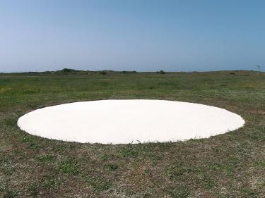 Yael Kaplan. "Giving Rice", 2014, Land-work. Installation of rice, 9m in diameter.