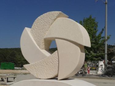 "Perpetual Motion", Israel 2015. Hevron stone, 200 X 220 X 80 cm.