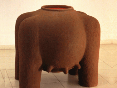 “POT” 1997 Shamote, soil, paint 100 x 94 x 86 cm., Israel